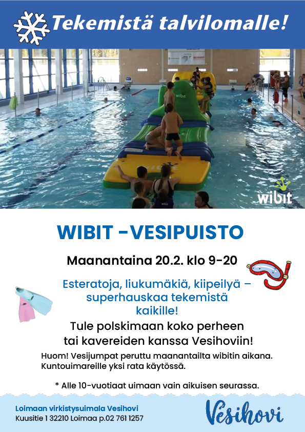 Wibit-vesipuisto hiihtoloman maanantaina